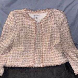 Calvin Klein Women's Blush Tweed Blazer